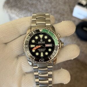 Deep Blue Pro Sea Diver Stainless Steel Watch - Black Dial